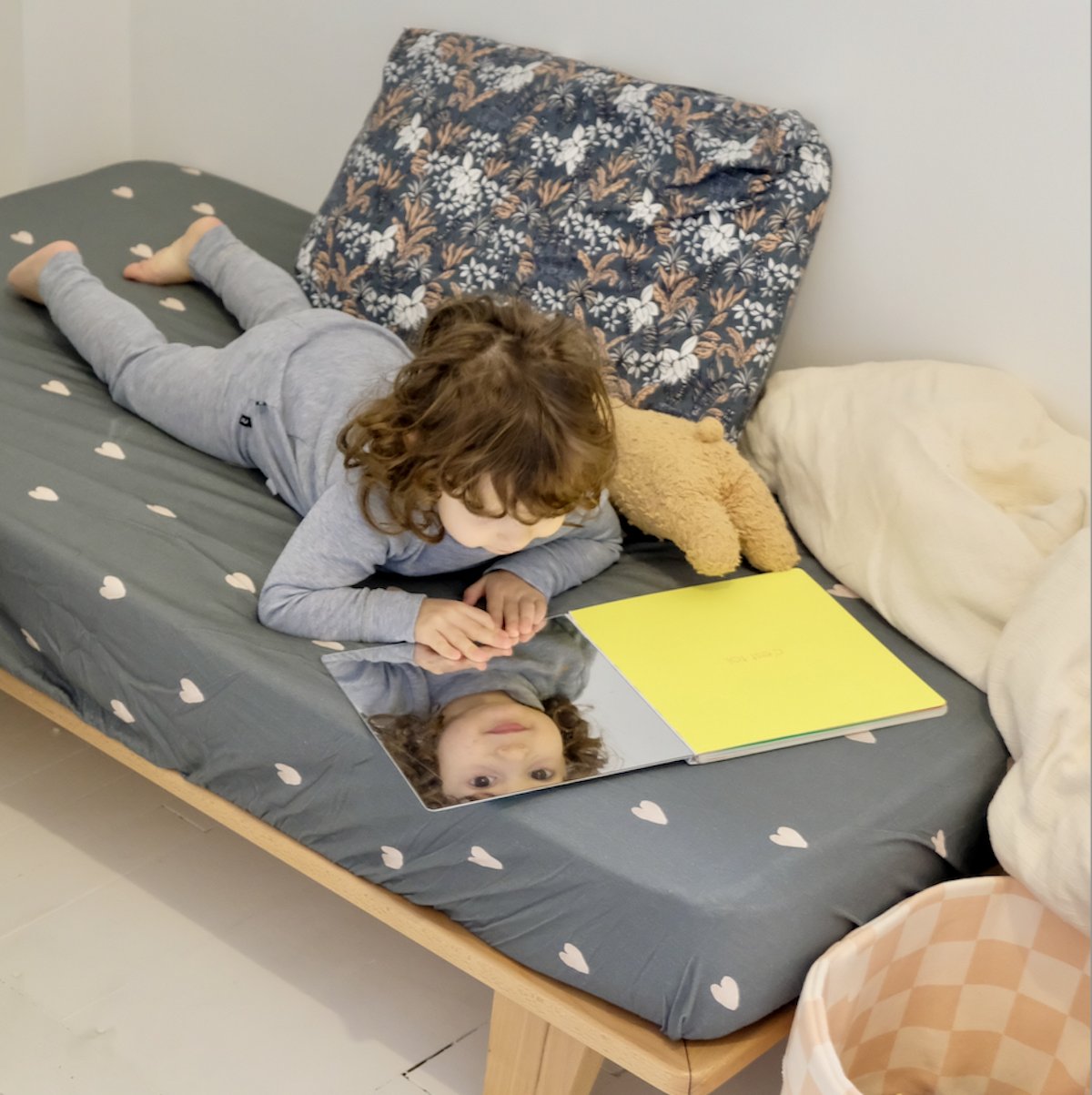 drap housse enfant linge de lit coeur