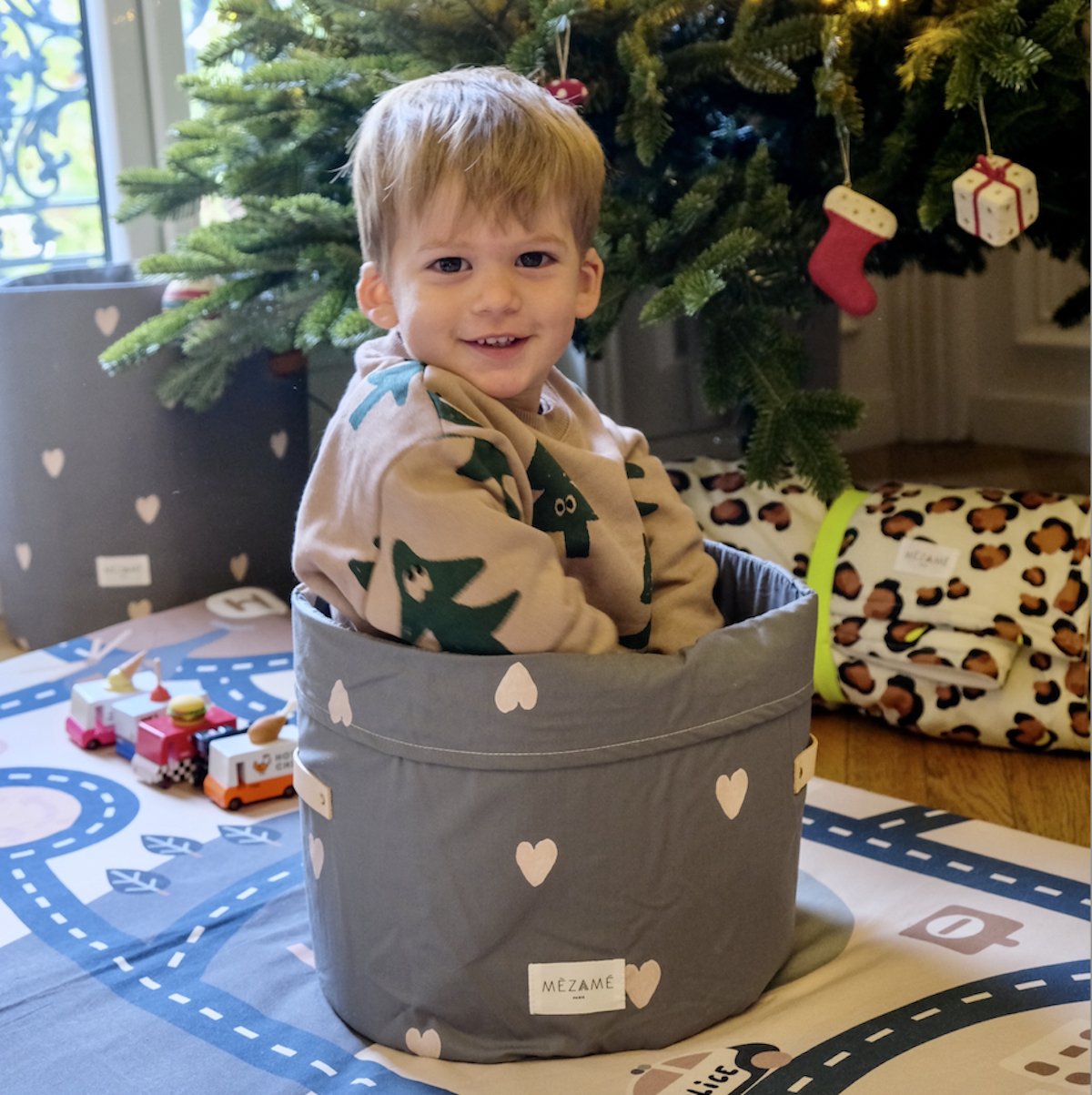 petit panier de rangement rotation jouets coeur