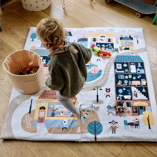 petit panier rangement  bebe enfant vichy colori caramel 