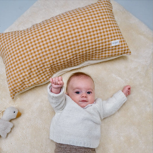 coussin doux bebe enfant parents vichy colori caramel 