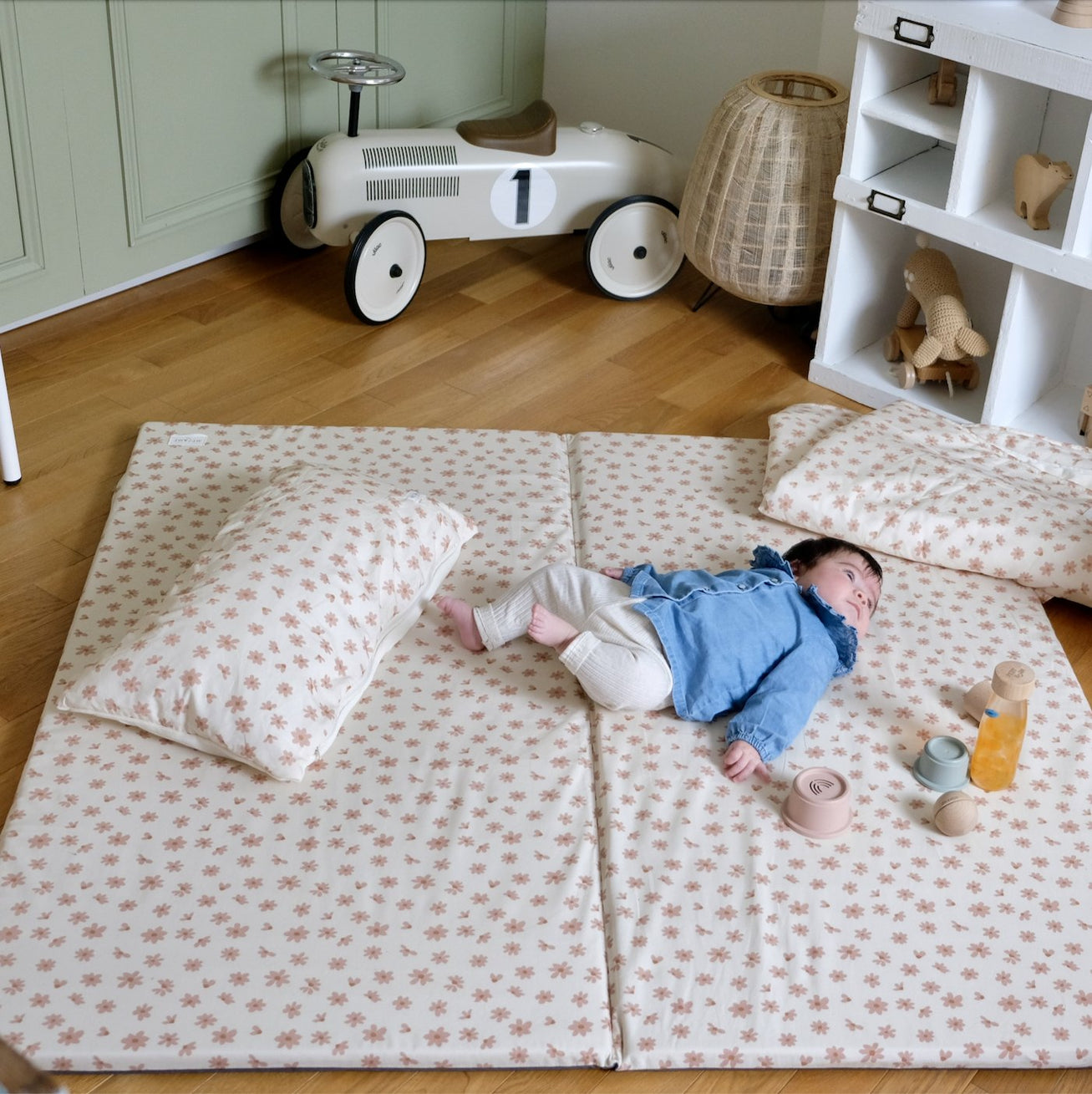 tapis d'eveil motricite et jeux bébé enfant fleuri 