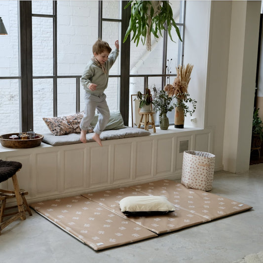 tapis d eveil  motricite et jeux bebe enfant grand format XXL waterproof imprimé air de je beige 