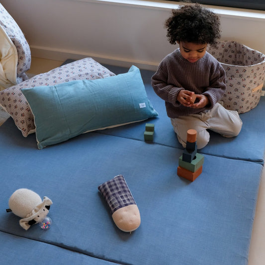 tapis d eveil et jeux bebe enfant grand format XXL uni bleu
