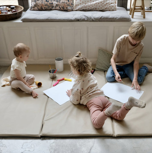 tapis d eveil waterproof motricite et jeux bebe enfant grand format XXL waterproof uni beige sésame
