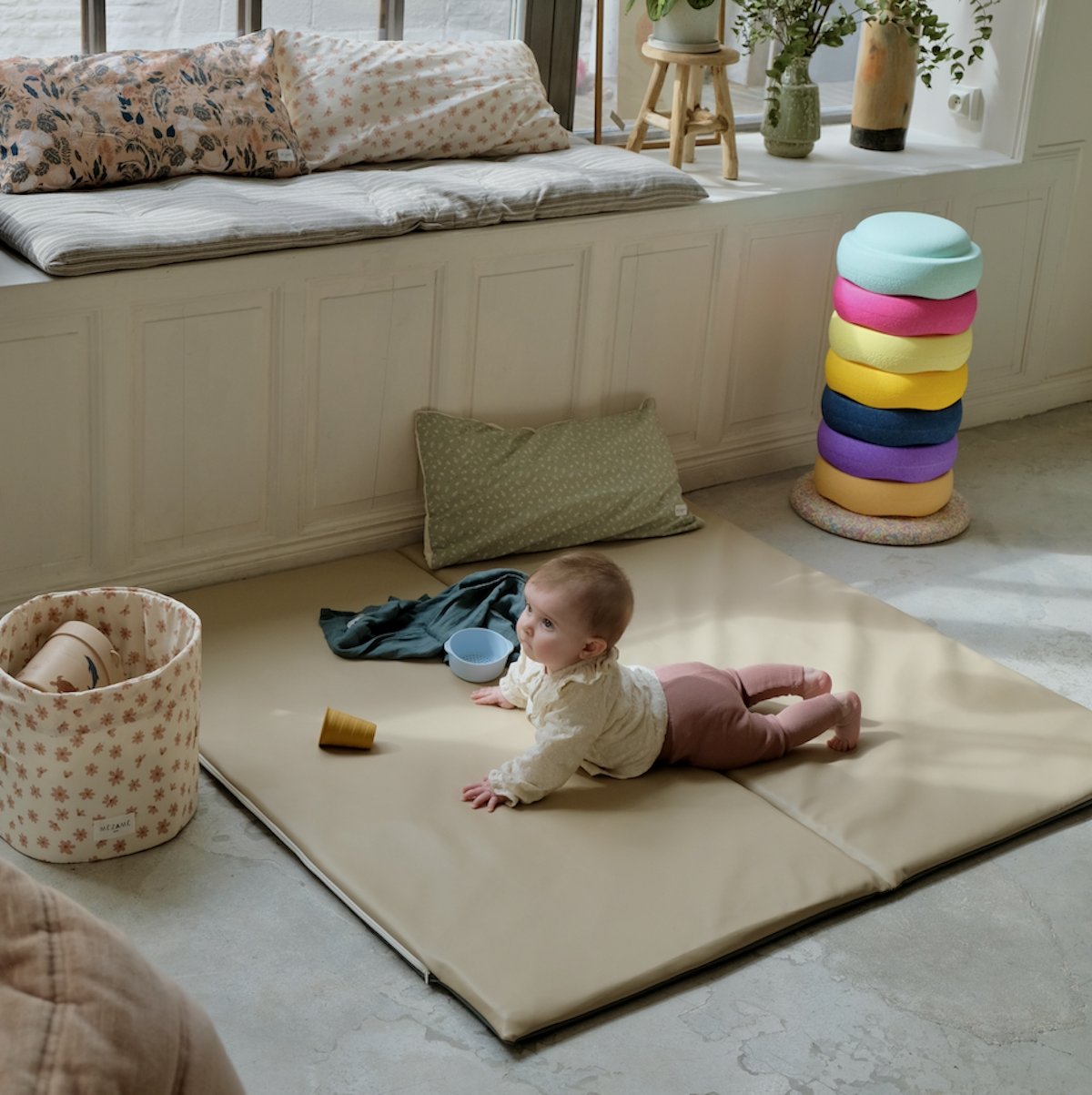 tapis d eveil waterproof motricite et jeux bebe enfant 
waterproof uni beige sesame
