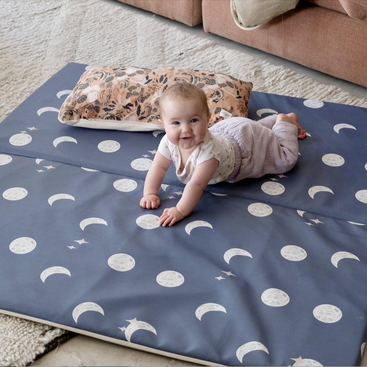 tapis d eveil DIY motricite et jeux bebe enfant  waterproof imprimé lune bleu to the moon