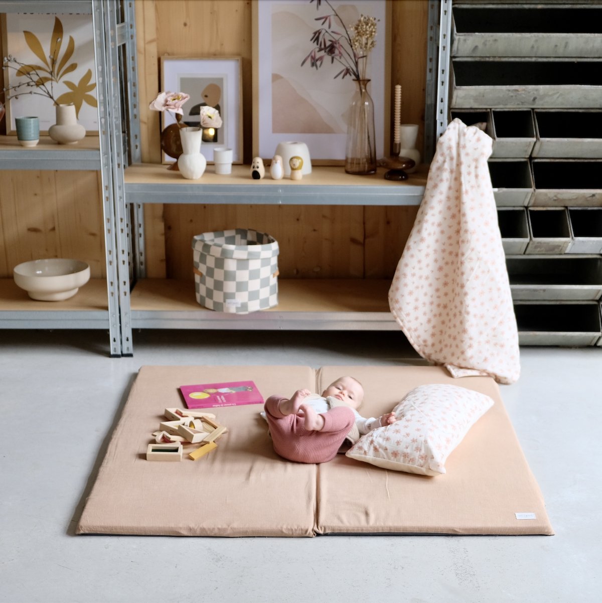 tapis d'éveil et motricité et jeux bebe enfant grand format uni cassonade