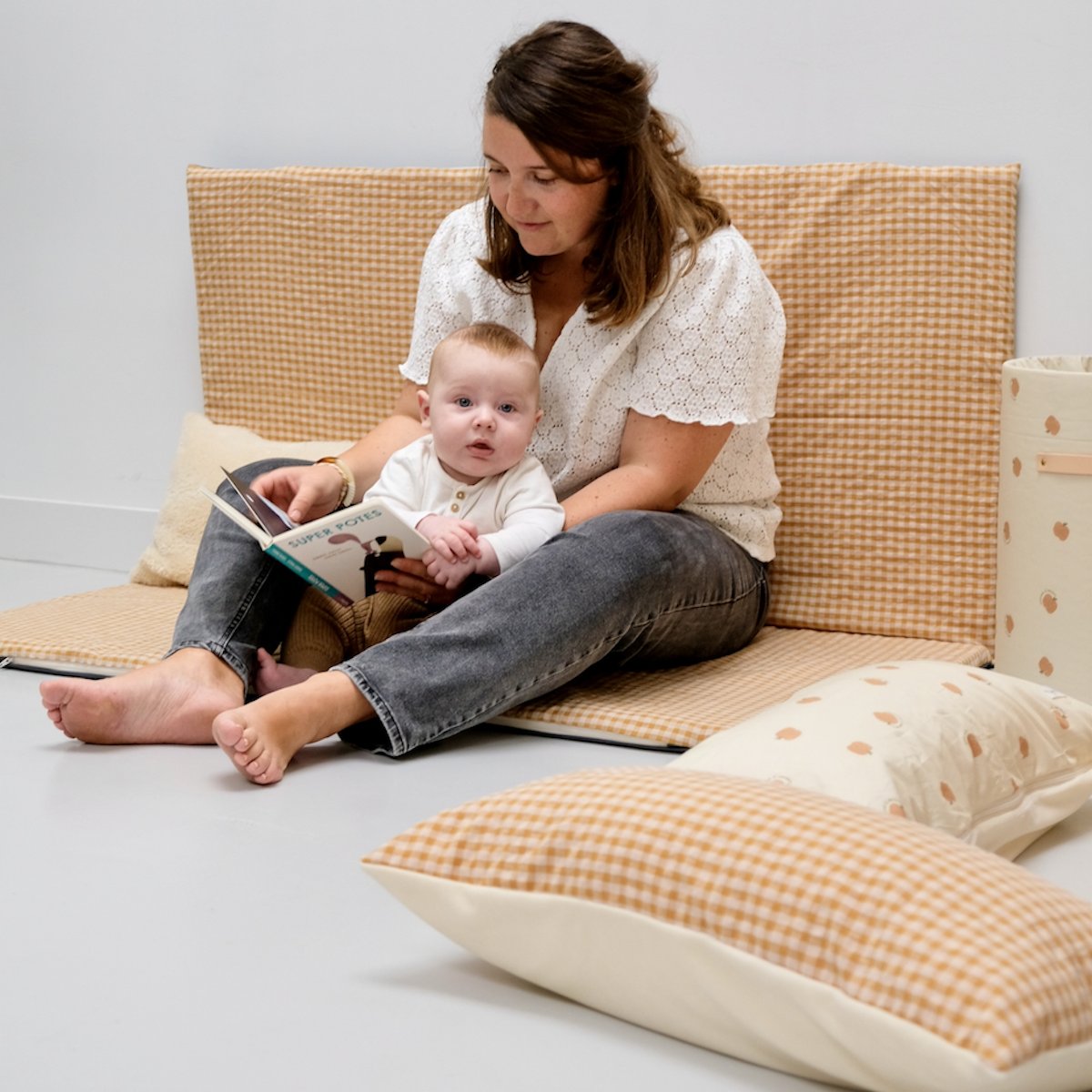 tapis d eveil et jeux bebe enfant vichy colori caramel 