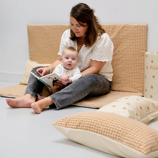 tapis d eveil et jeux bebe enfant vichy colori caramel 