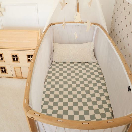 Hoeslaken Damier Céladon