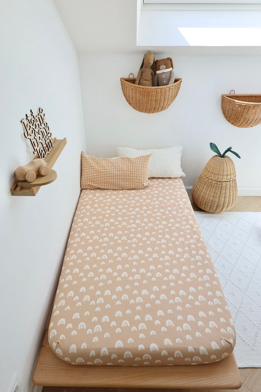 Drap Housse Arc en Pêche