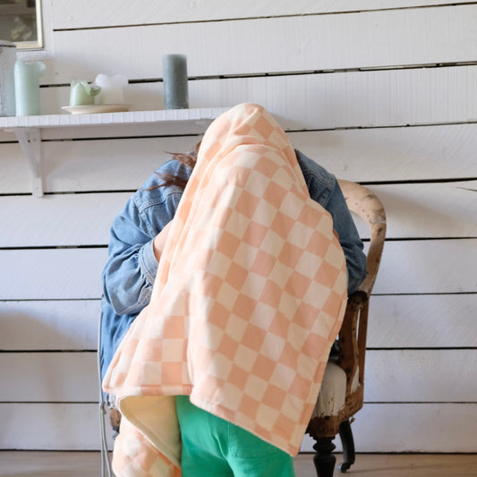 couverture maxi confort damier rose 