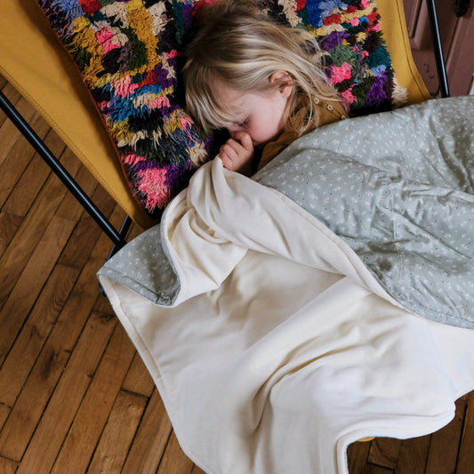 maxi couverture douce et chaude enfants parents colori pastel sauge