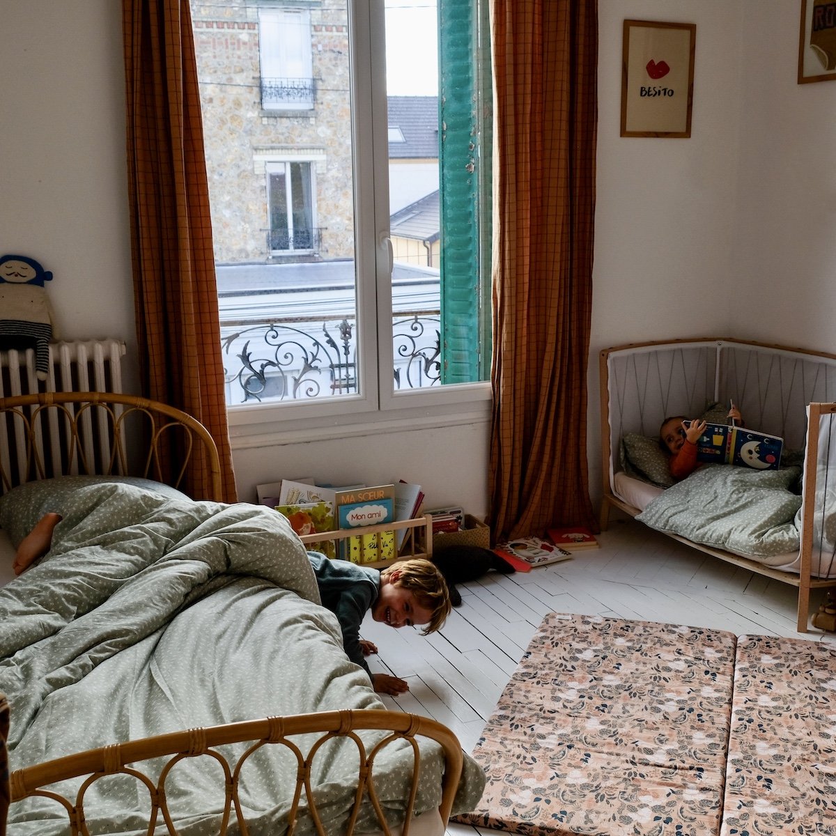 parure linge de lit bébé enfant en jersey coloris sauge