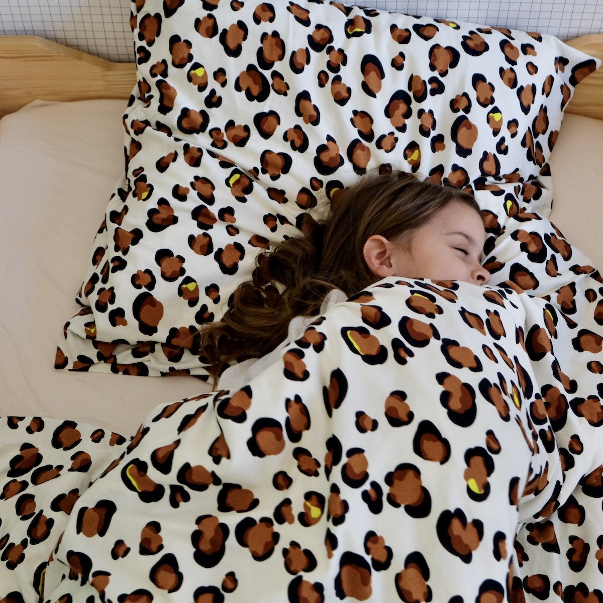  linge de lit jersey enfant bébé motif léopard