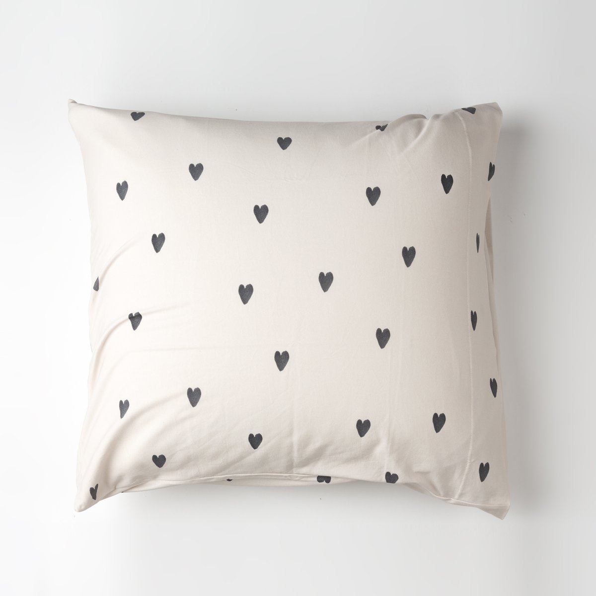 parure de linge de lit jersey motif coeur oreiller carre