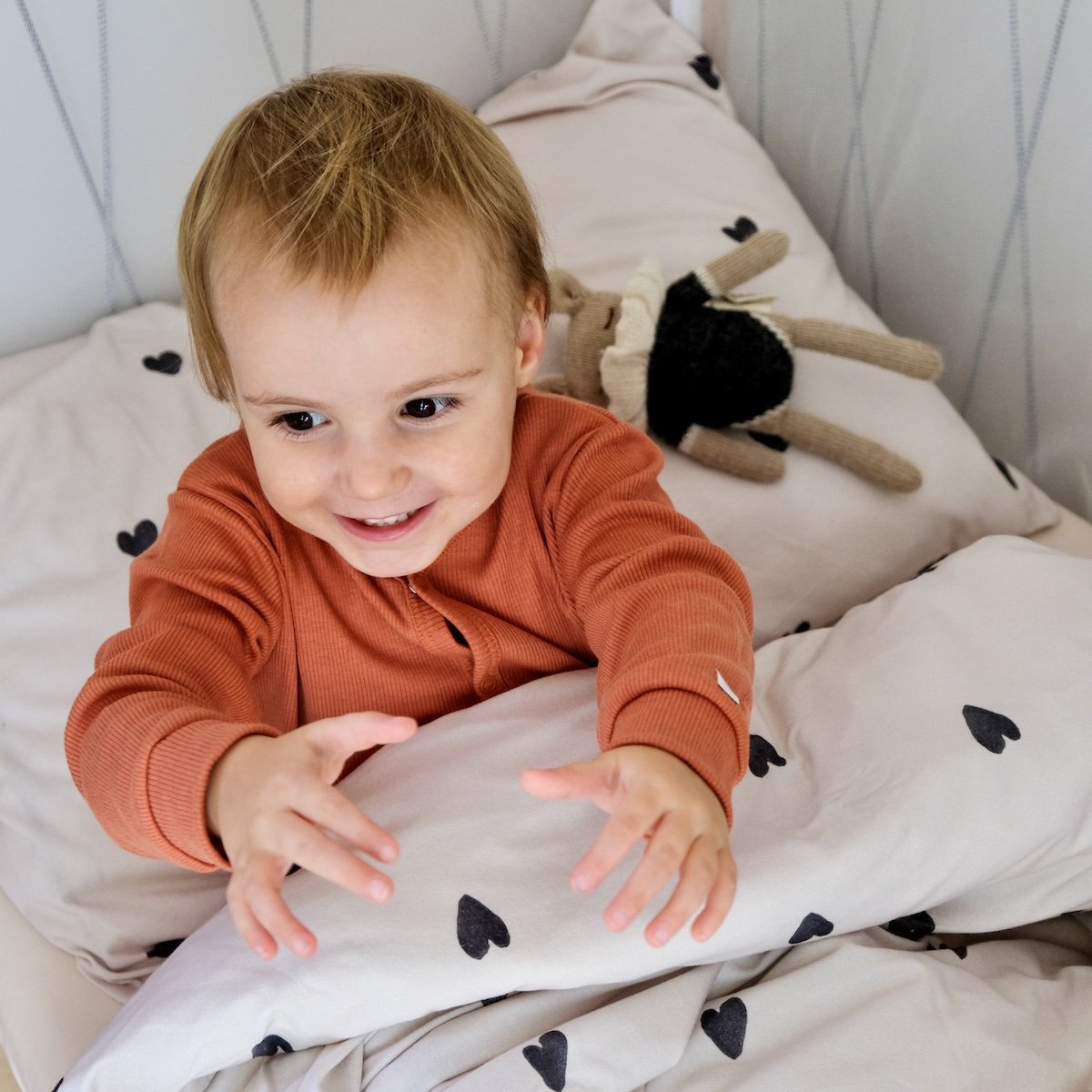 parure de linge de lit jersey motif coeur 