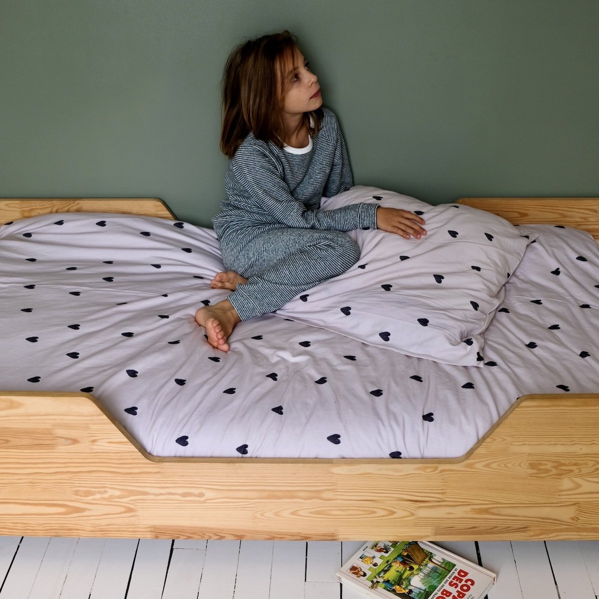  linge de lit jersey motif coeur 