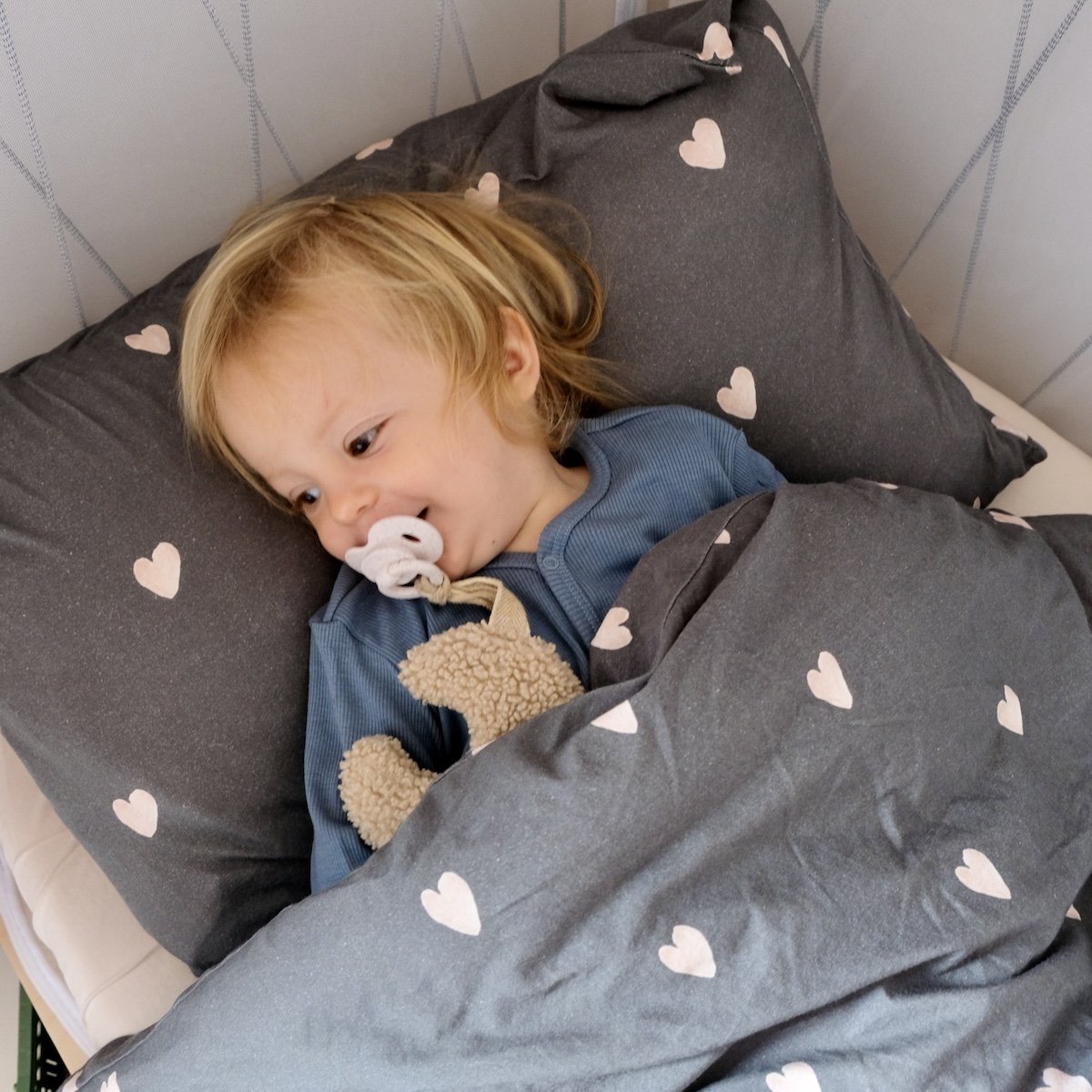 parure linge de lit coeur jersey