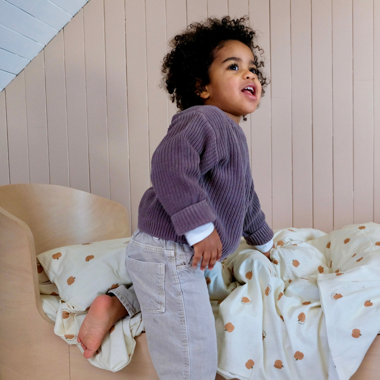 parure linge de lit enfant bébé jersey tout doux imprimé pomme