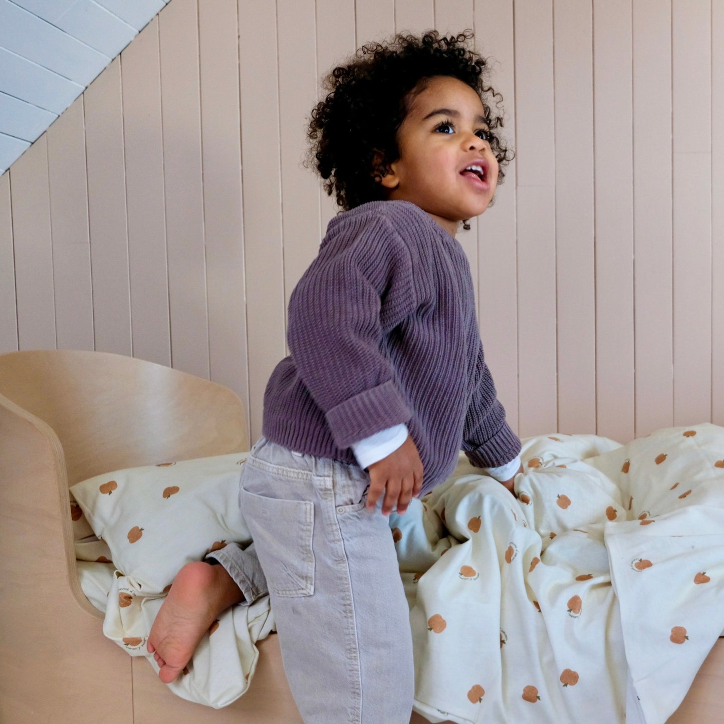 parure linge de lit enfant bébé jersey tout doux imprimé pomme