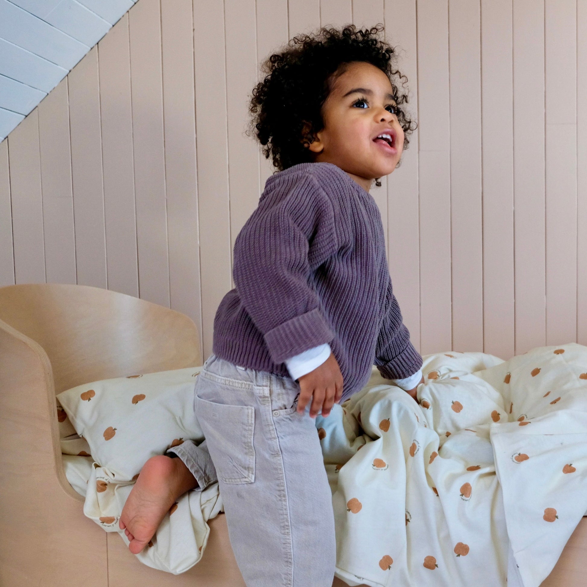 parure linge de lit enfant bébé jersey tout doux imprimé pomme