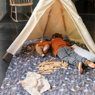 alfombra de juego y psicomotricidad gran formato king size XXL estampado bosque 