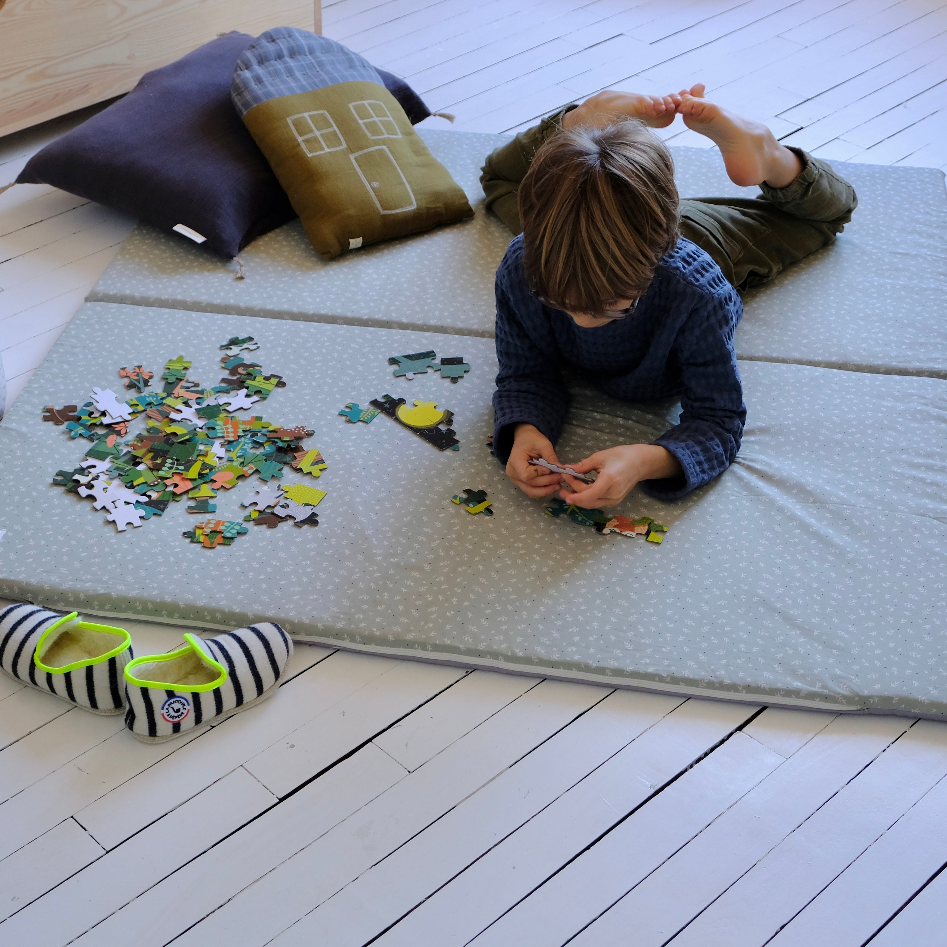 tapis temps calme vert sauge 