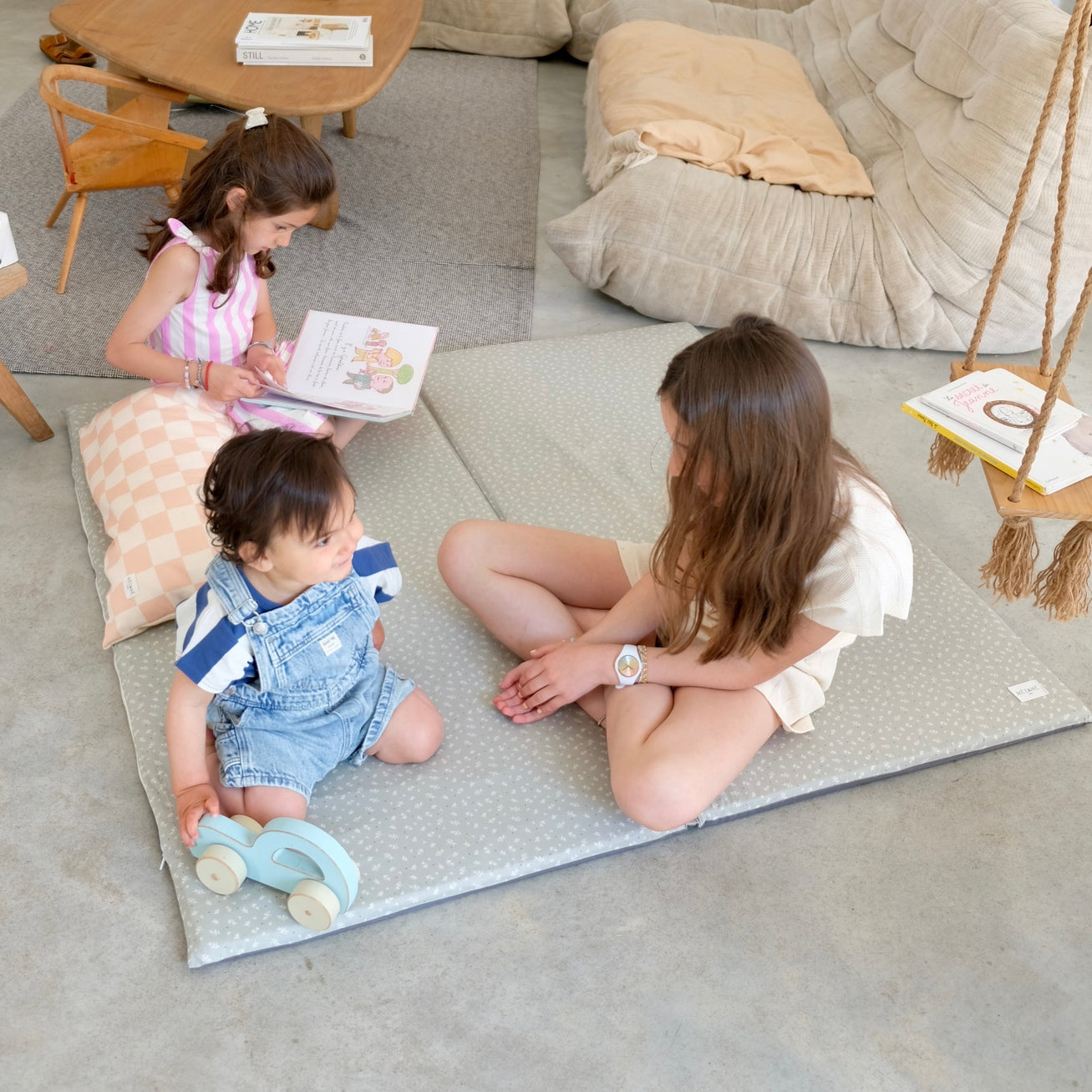 tapis motricité eveil evolutif coton bio vert doux feuille imprimé bébé